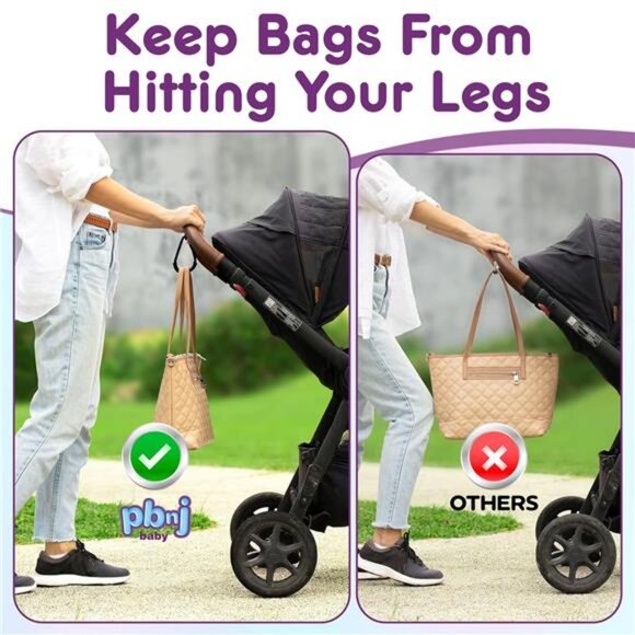 Stroller Hooks 2 Pack Large Mommy Clips Bag Holder Organizer Carabiner Accessori - Picture 3 of 7